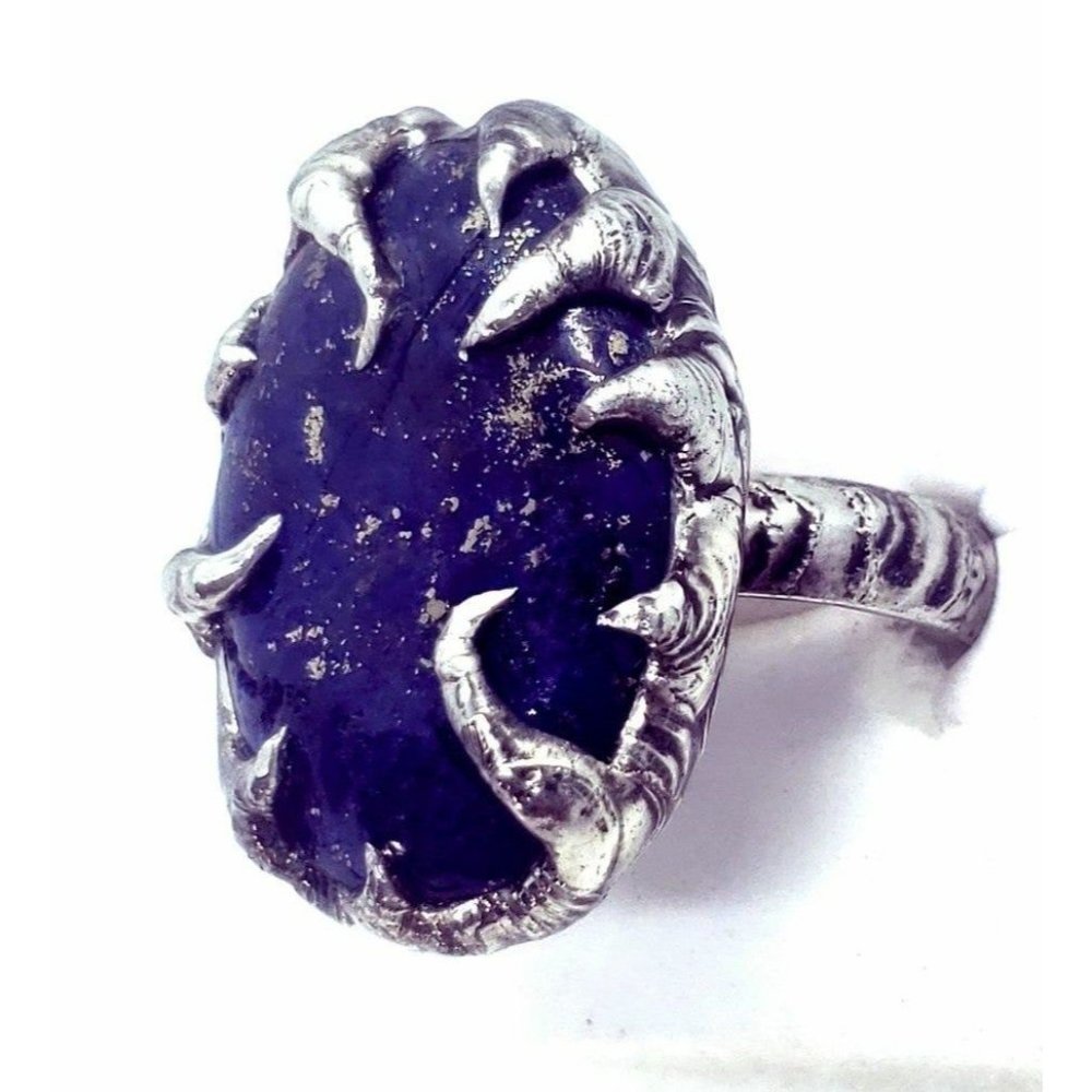 Gothic Lapis Lazuli Statement Ring - image 1